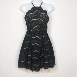NEW Trixxi Black and Nude Lace Halter Dress Size Small